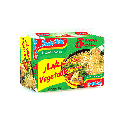 Indomie Noodles Vegetable Flavor 75gm (5pcs) Bag