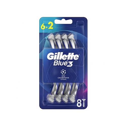 Gillette Blue3 Disposable Razor 6+2 Football Champions League Blister Pack