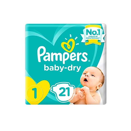 Pampers New Born Baby Dry Diapers, Size 1, 25kg, 21 Diapers