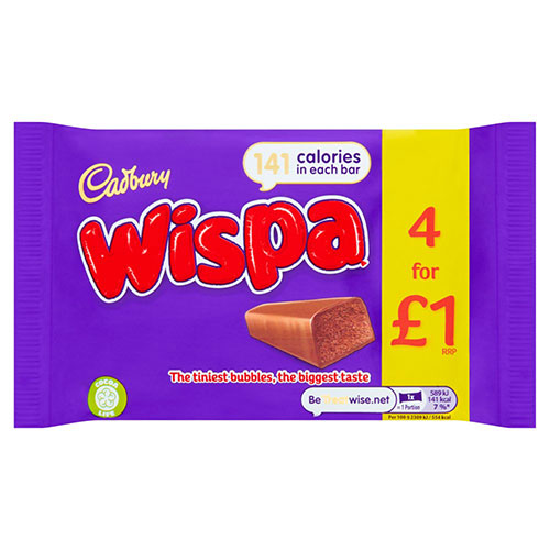 Cadbury Wispa Chocolate Bar 4 Pack 102g
