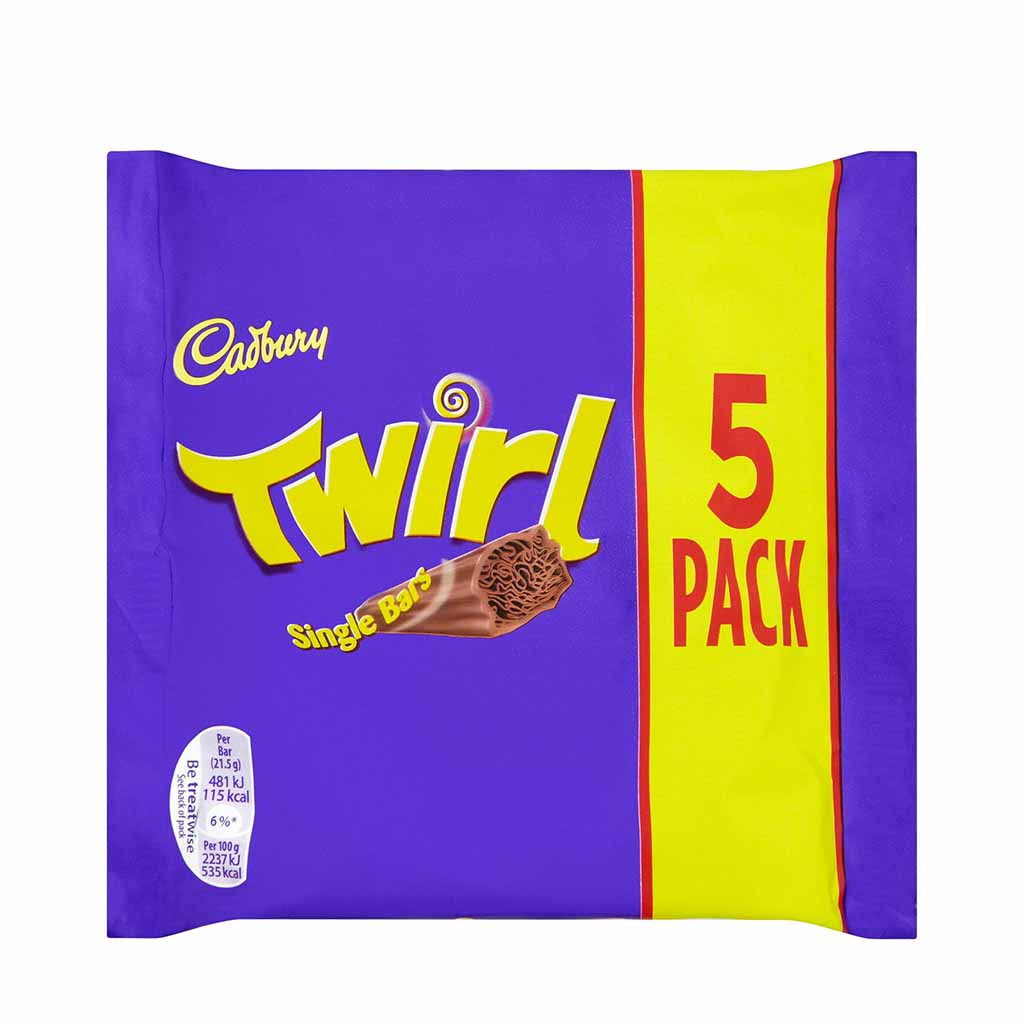 Cadbury Twirl Chocolate Bar 5 Pack 107.5g