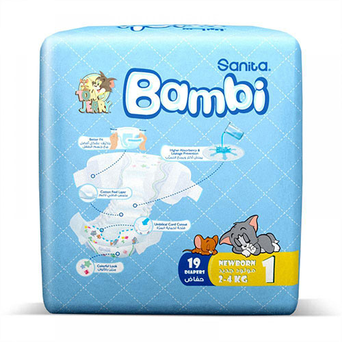 Bambi - Newborn Baby Diapers No. 1 - 2-4 kg 19 diapers