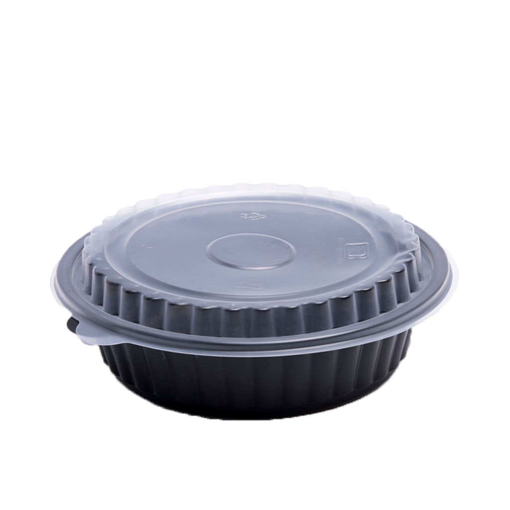 Round Microwavable Cont Black 5 Pieces (T72)
