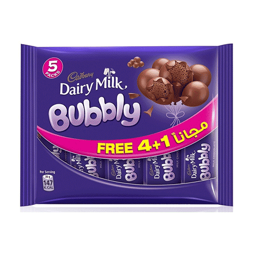 Cadbury Bubbly 28g 4+1 Free